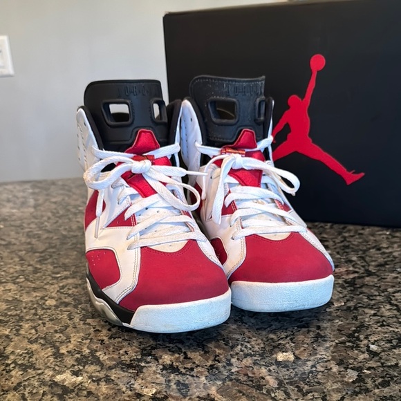 Air Jordan retro 6 Carmine Red and White Sneakers EUC 10.5 - Picture 1 of 17